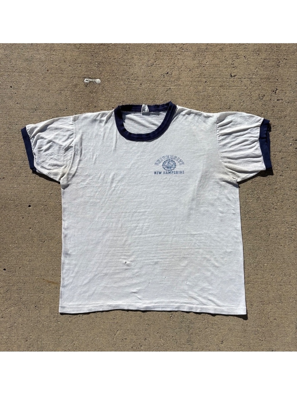 70s/80s Vintage Russell Athletic UNH Distressed Ringer Tee